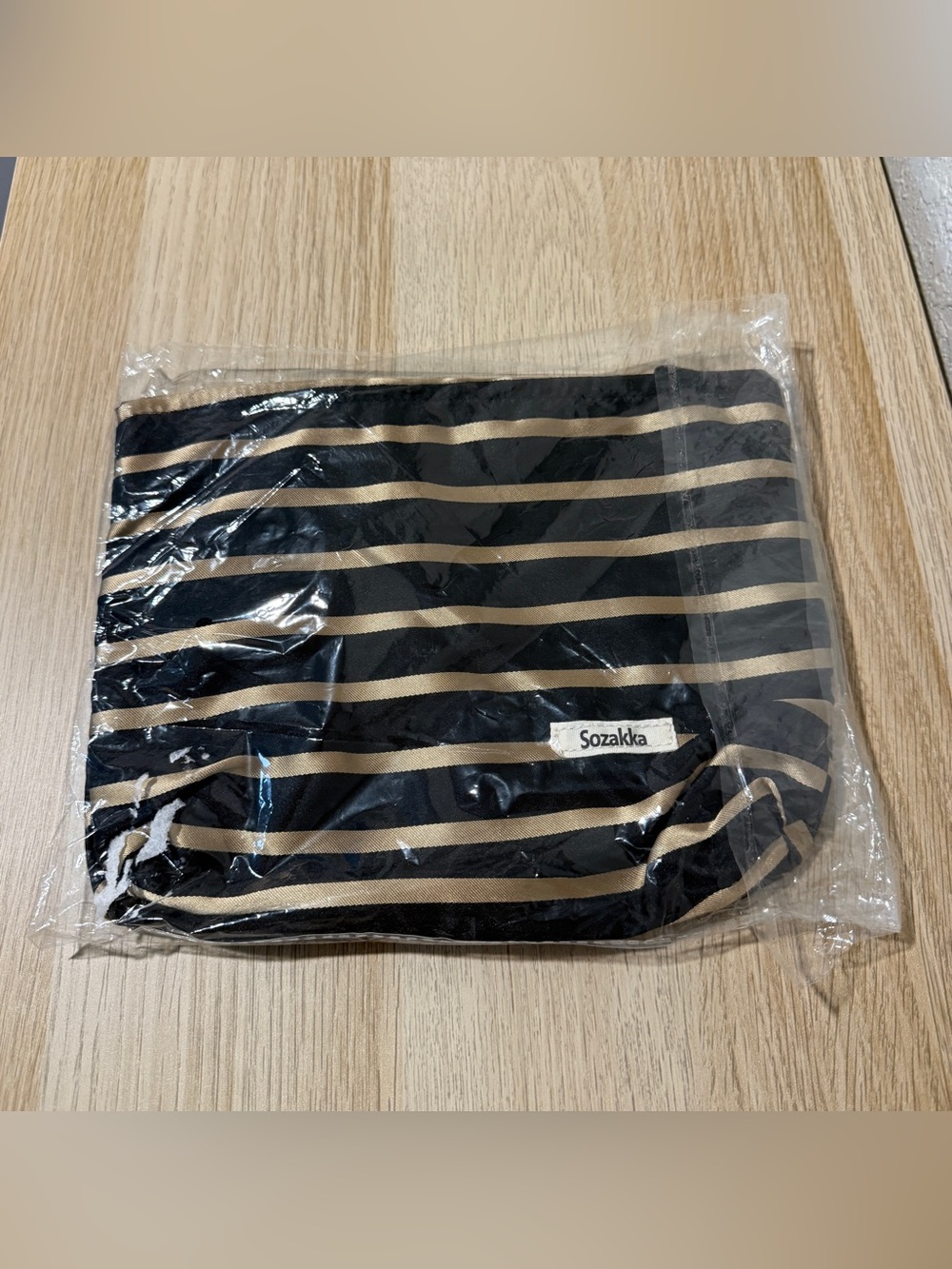 Women's Black and Beige Striped Skirt